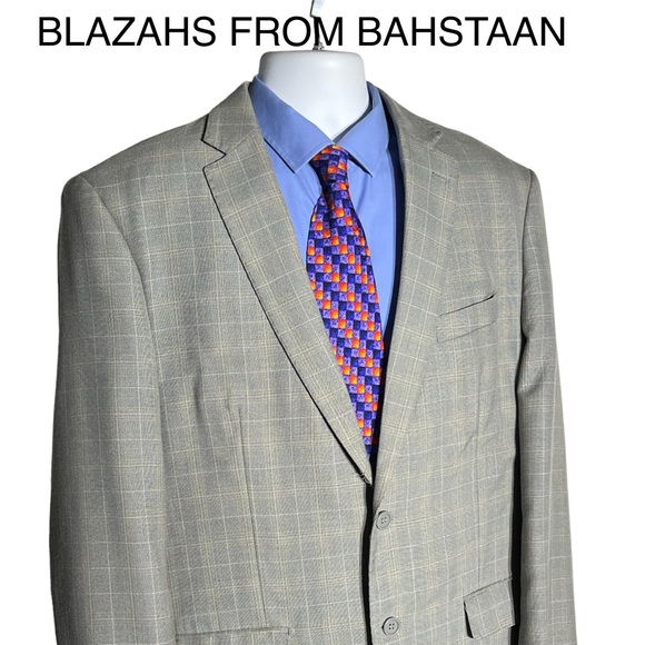 Giorgio Fiorelli Soft Grey 2 Button Canvas Stitching Double Vented Blazer 46L - Picture 6 of 15